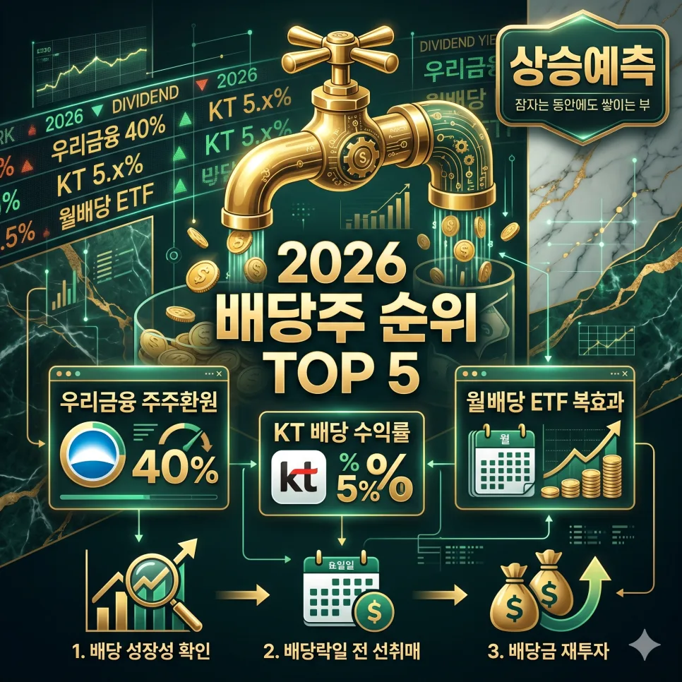 2026년 배당주 순위: 5% 이상 수익률 핵심 지표와 투자 전략