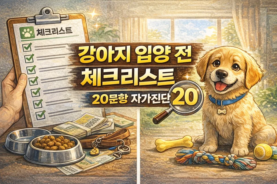 2026년 강아지 입양 전 자가진단 20문항 완벽 체크리스트