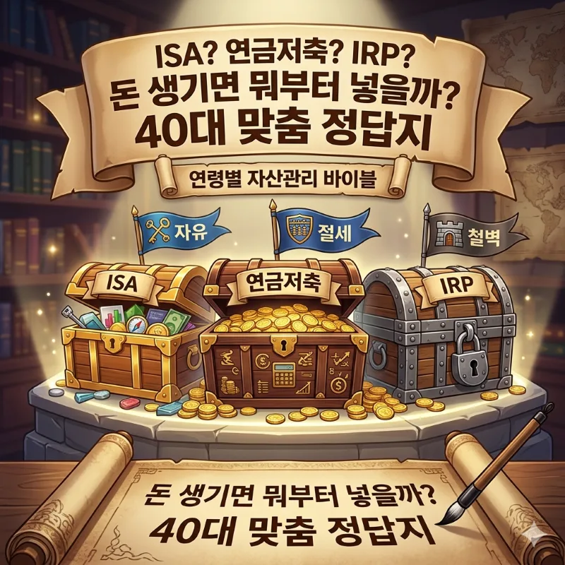 ISA, 연금저축, IRP 비교 2026: 40대 절세 계좌 우선순위