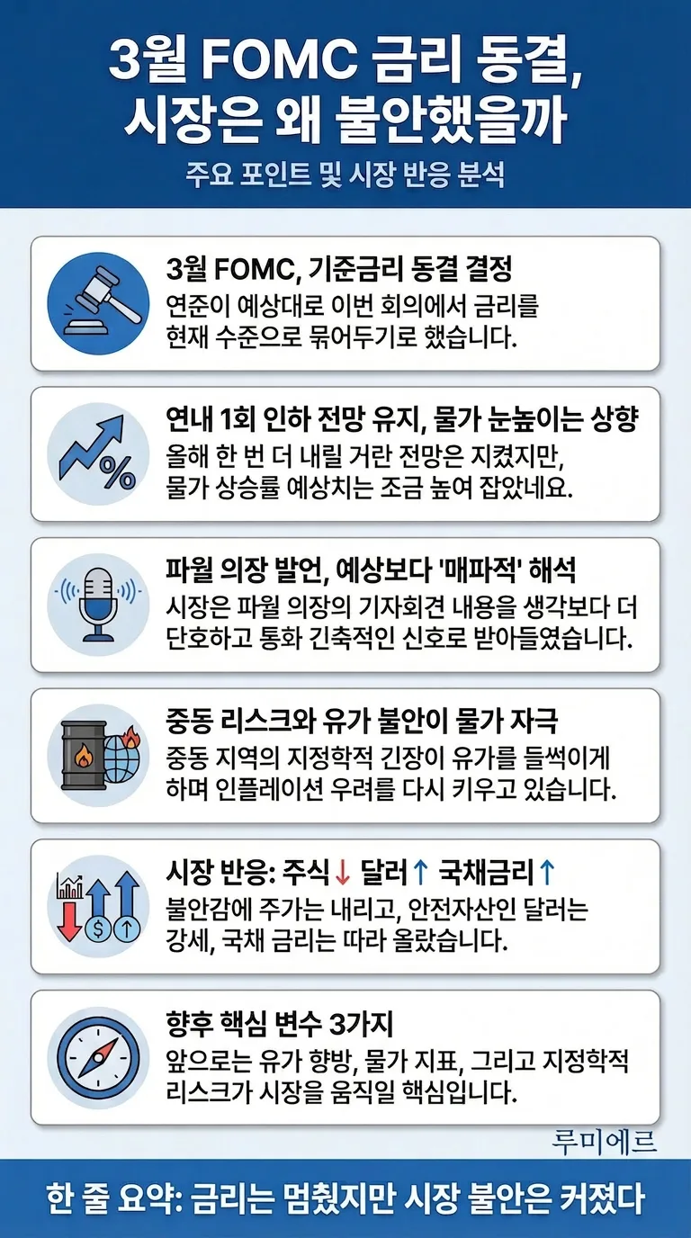 2026년 3월 FOMC 금리 동결, 시장은 왜 불안했나? 전문가 분석