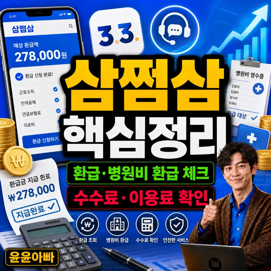 삼쩜삼 환급, 병원비 환급 2026년 총정리: 이용료·수수료 비교