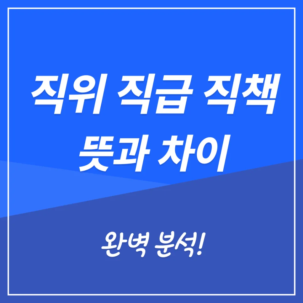 직위, 직급, 직책 차이 완벽 정리 (2026년 기준)