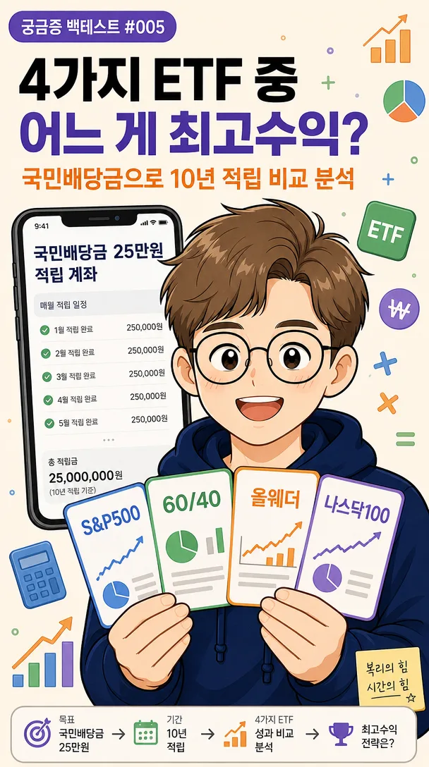 국민배당금 25만원 ETF 적립, 10년 뒤 결과는? 4가지 조합 비교 2026