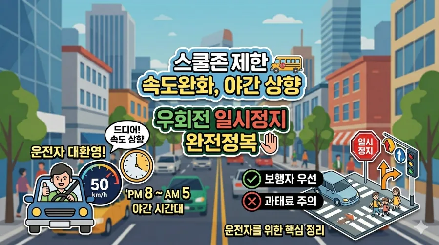 스쿨존 속도·우회전 일시정지 2026년 완벽 가이드