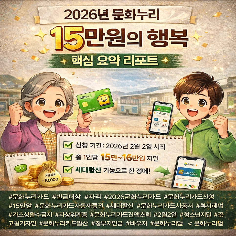 2026 문화누리카드 16만원 받는 법과 사용 불가 이유 총정리