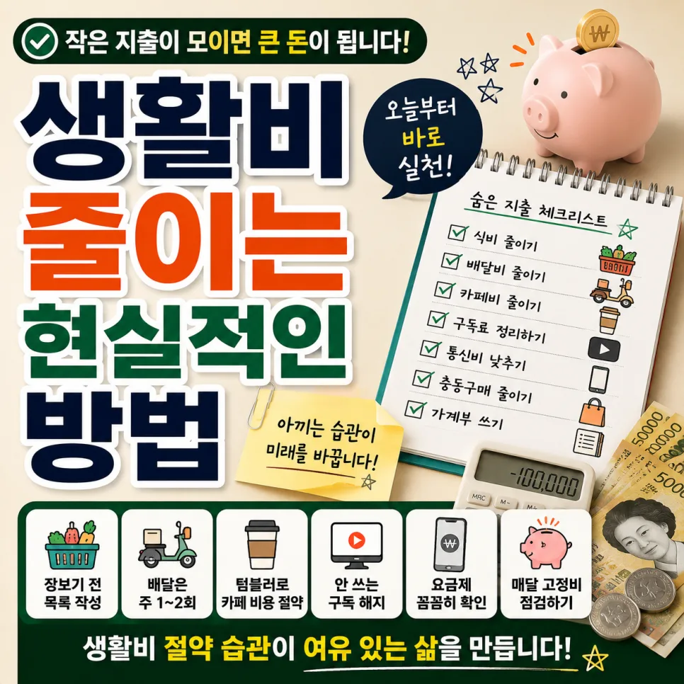 2026년 생활비 절약 노하우: 식비·배달비·구독료 아끼는 현실적 방법
