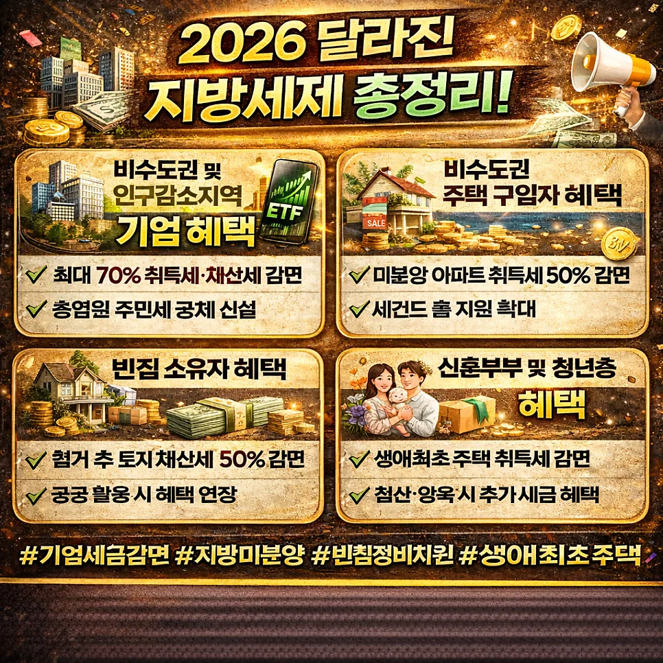 2026년 지방세 개편 총정리: 기업·주택·청년 혜택 분석