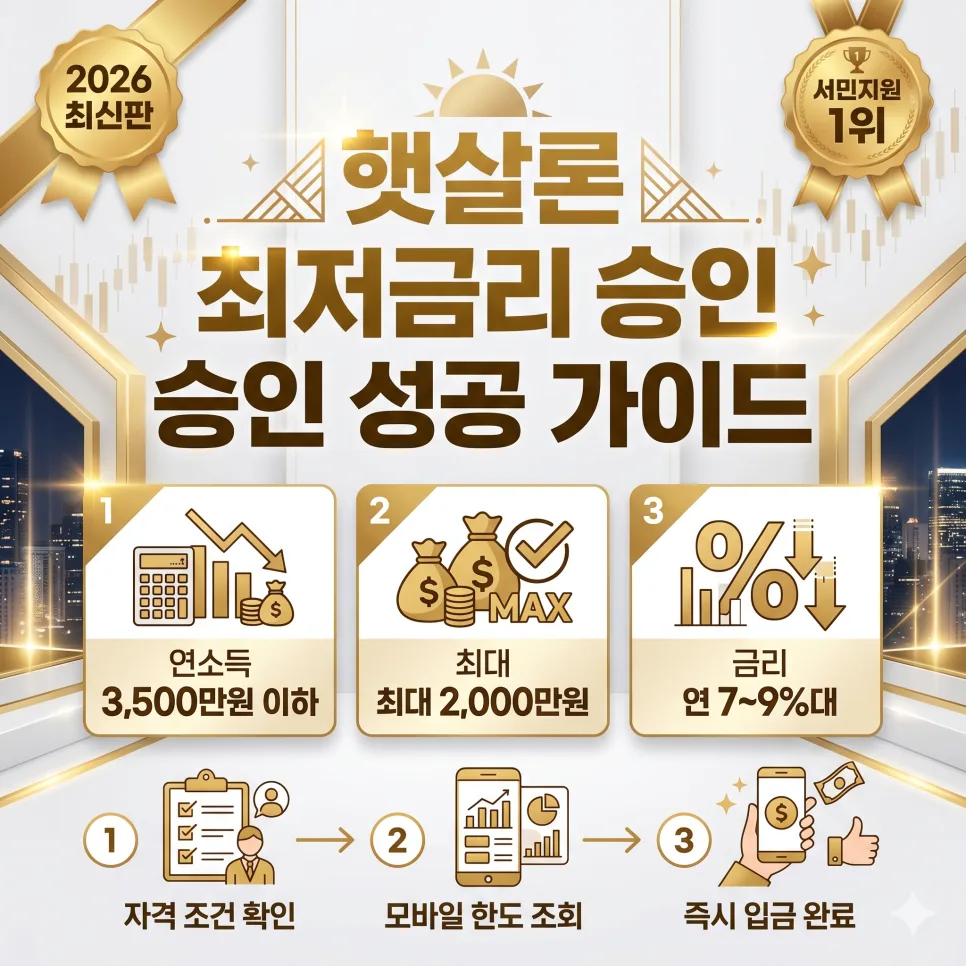 2026년 햇살론 자격 조건: 1200만원 한도 승인 비결 총정리