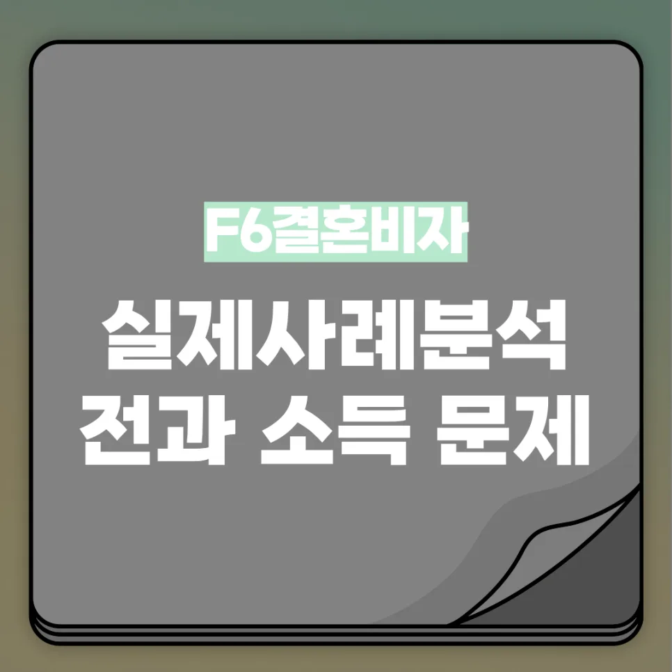 F6 비자 발급 조건과 절차 2026: 전과·소득 부족 극복 사례