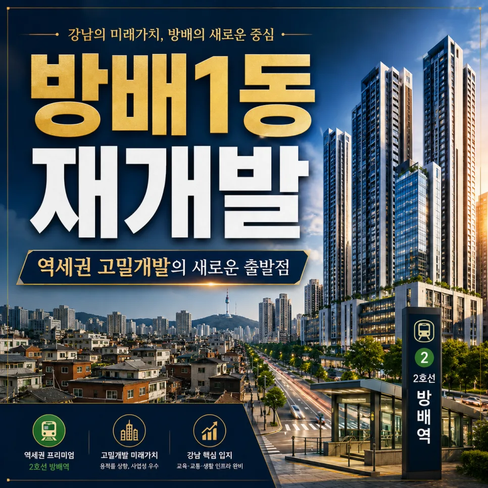 방배1동 재개발 2026년, 역세권 고밀개발 조건과 투자 가치 분석