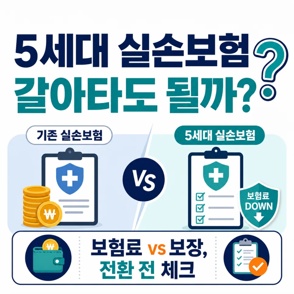 5세대 실손보험 전환, 득일까? 4세대 비교 2026년 총정리