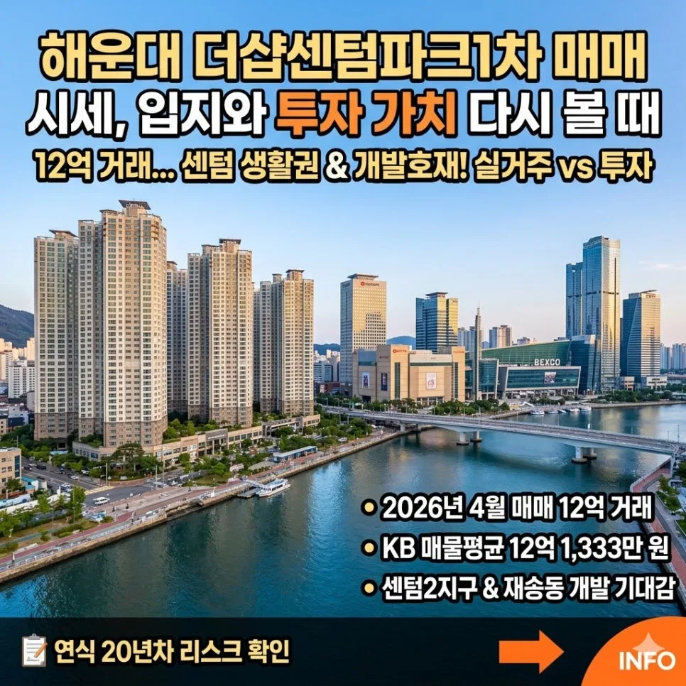 더샵센텀파크1차 매매 가치 2026년, 투자 핵심 분석