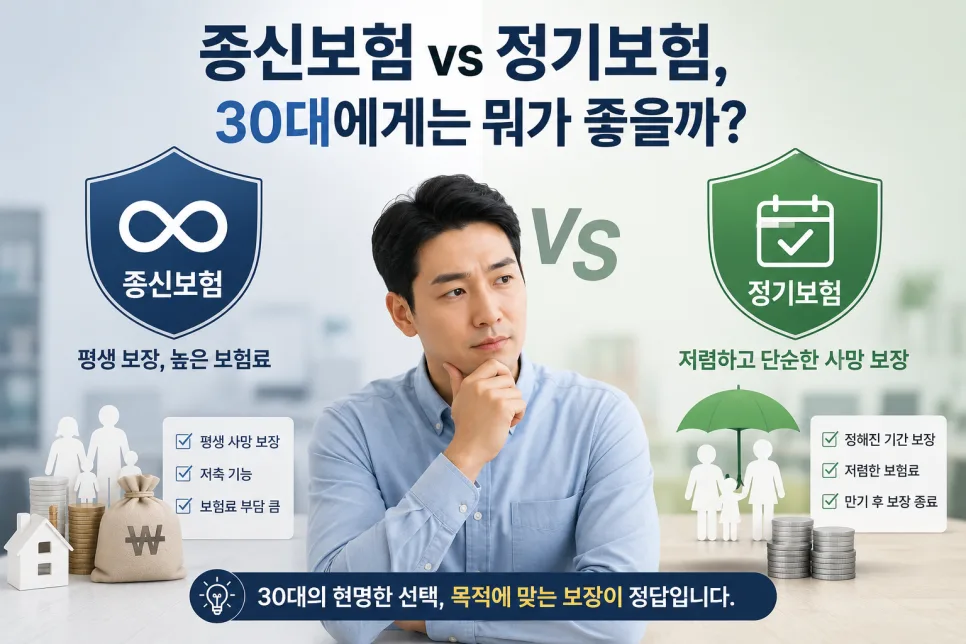 종신보험 vs 정기보험 2026: 30대에게 더 유리한 선택은?