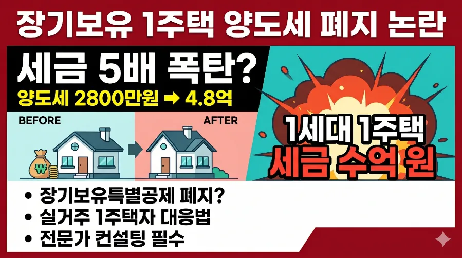 1주택 양도세 2026년 폐지? 세금 폭탄 피하는 법