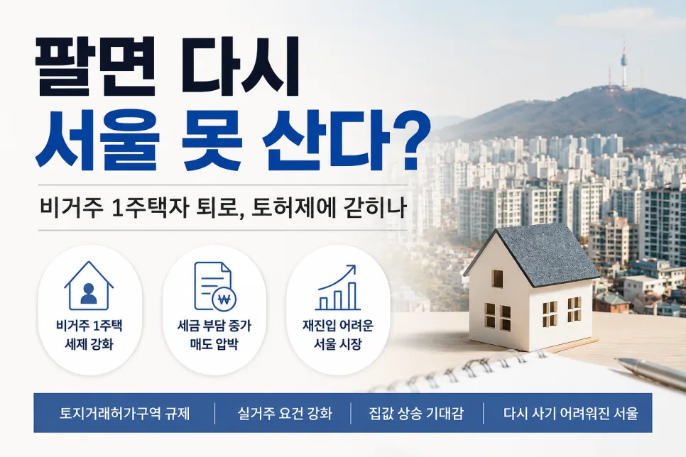 비거주 1주택자 양도세 부담 2026년 전망: 팔면 다시 서울 못 산다?