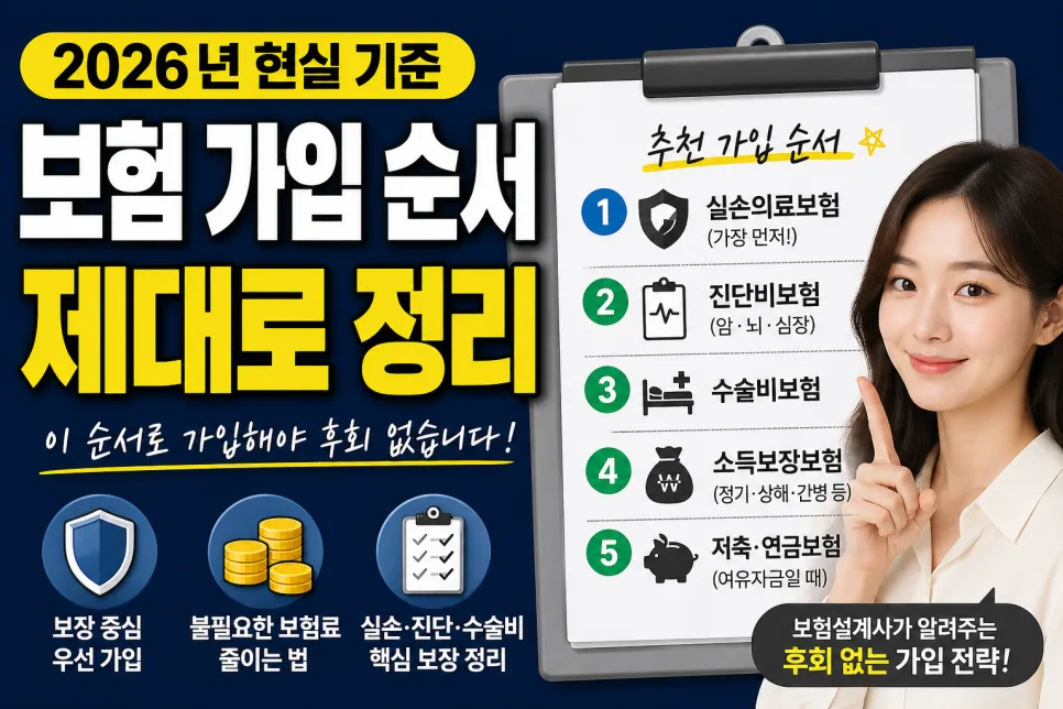 2026년 보험 가입 순서: 실손부터 진단비까지 올바른 설계법