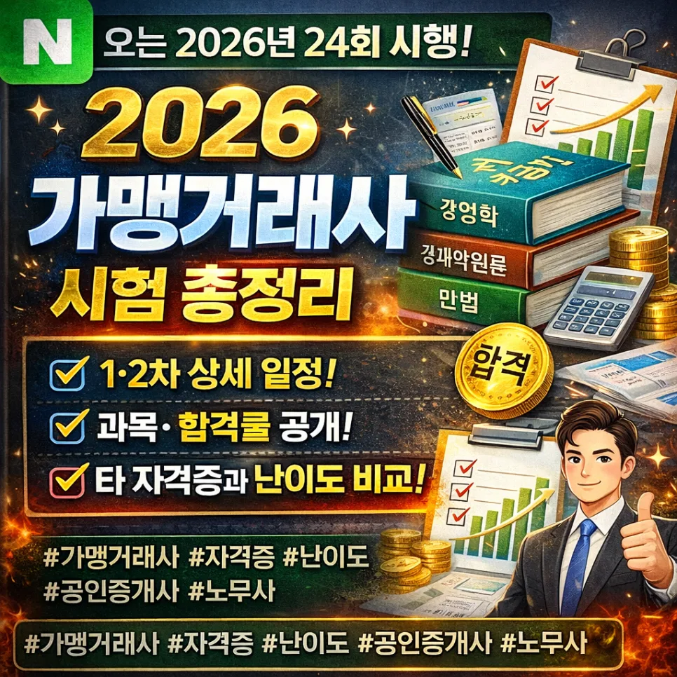 2026 가맹거래사 시험 완벽 대비: 일정, 과목별 난이도 분석