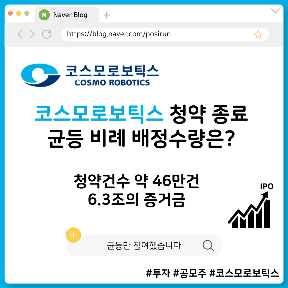 코스모로보틱스 청약 결과: 균등 배정, 필요 수익률 분석 (2026년)