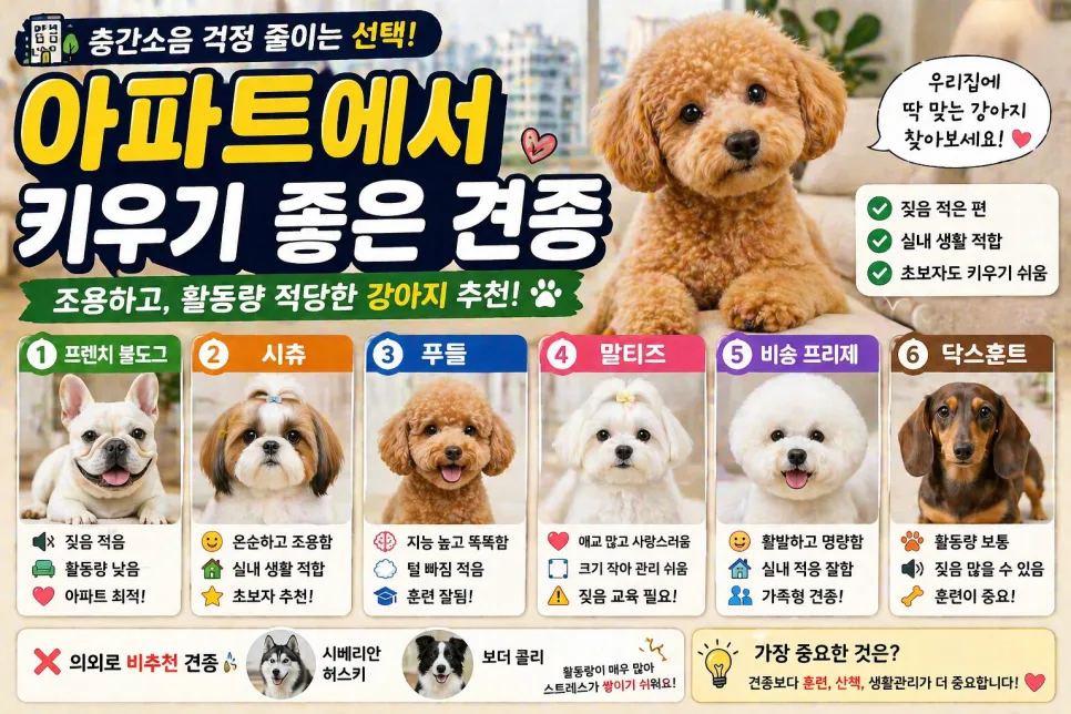 아파트 반려견 2026: 층간소음 걱정 없는 견종 선택 가이드