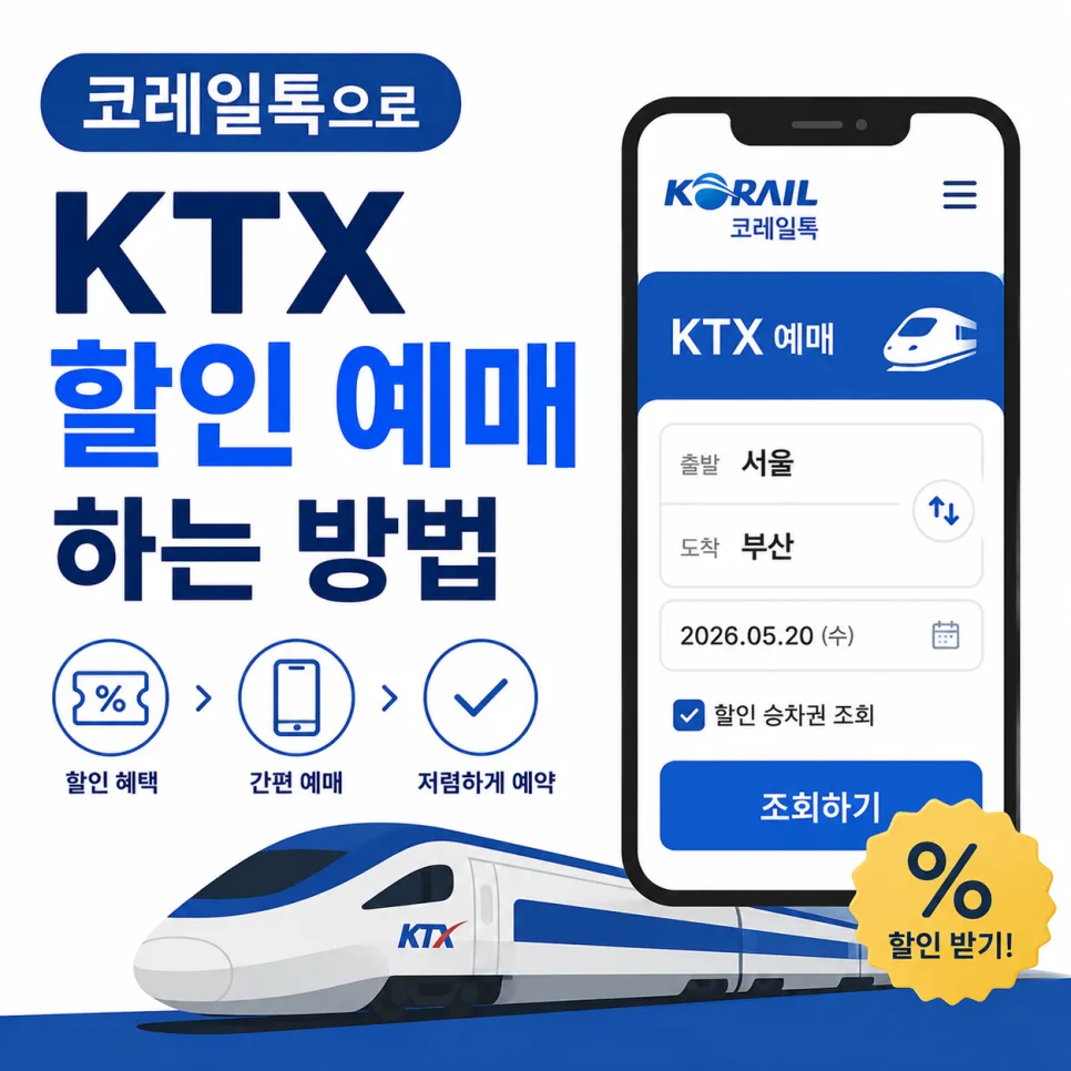 KTX 할인 예매 2026: 코레일톡 앱으로 최대 30% 절약하는 법