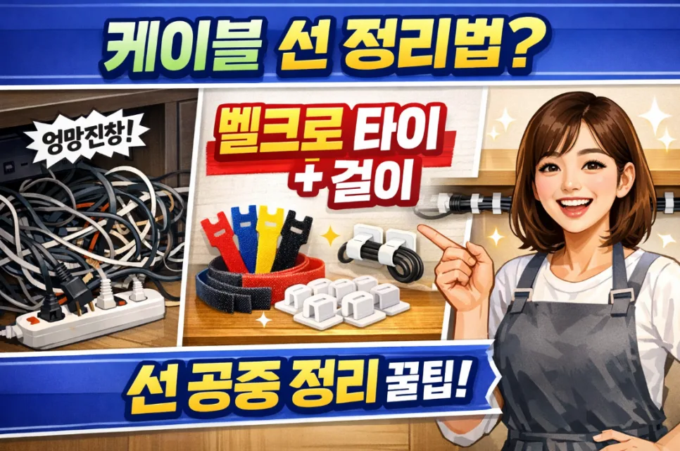 집안 케이블 선 정리법 2026: 벨크로와 걸이로 깔끔하게!