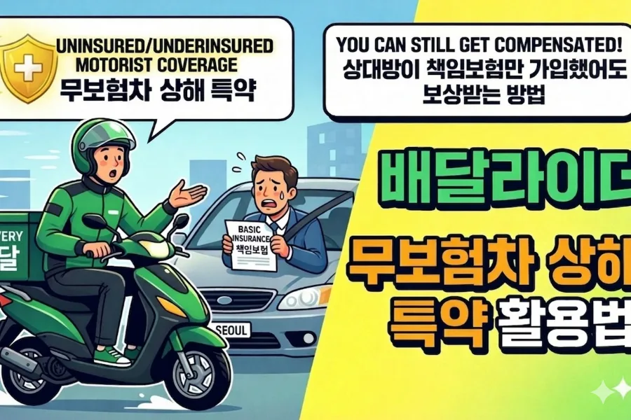 배달 라이더 사고, 책임보험만 있어도 보상받는 법 (2026년 무보험차 상해 특약)