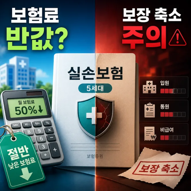 5세대 실손보험 전환, 보험료 반값 유혹 뒤 보장 축소 2026년 총정리