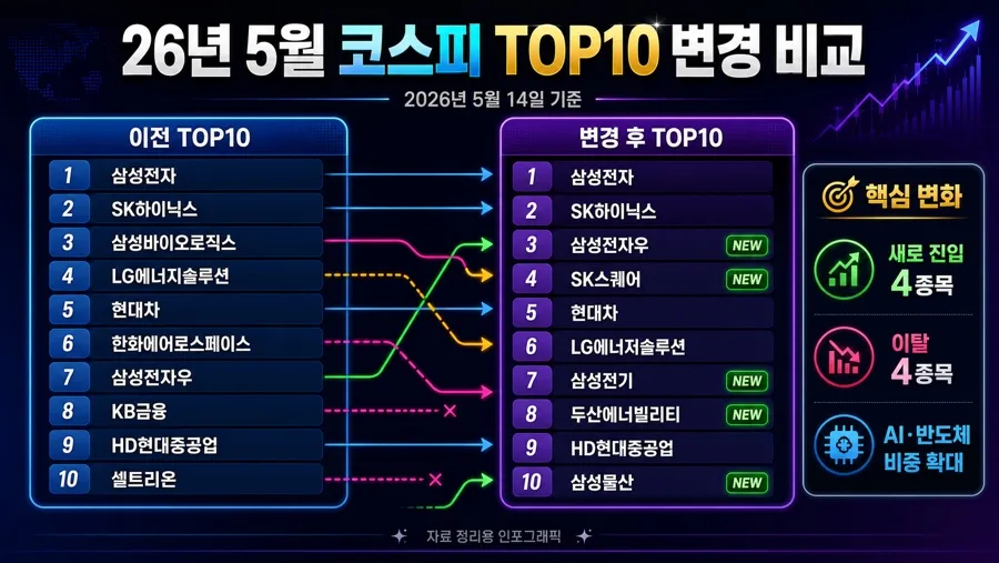2026년 5월 코스피 시총 TOP10 변화와 월배당 ETF 조합 분석 2