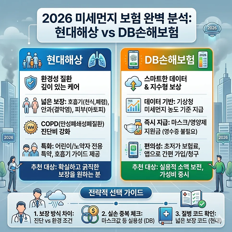 2026 미세먼지 보험, 현대 vs DB 비교 분석 및 선택 가이드