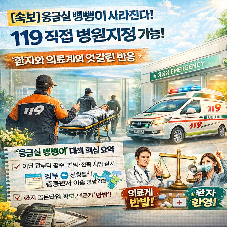 응급실 뺑뺑이 해결책 2026: 119 병원 지정, 의료계 반응은?
