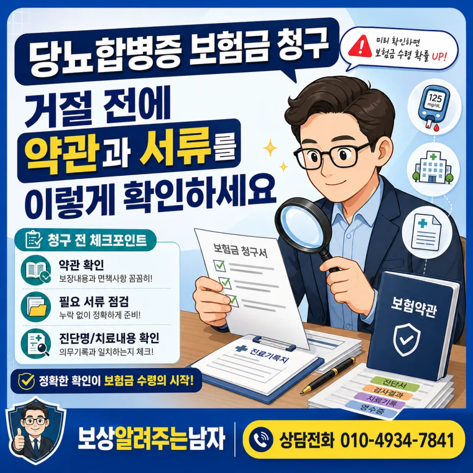 당뇨합병증 보험금 청구, 거절 전 약관·서류 완벽 분석 2026