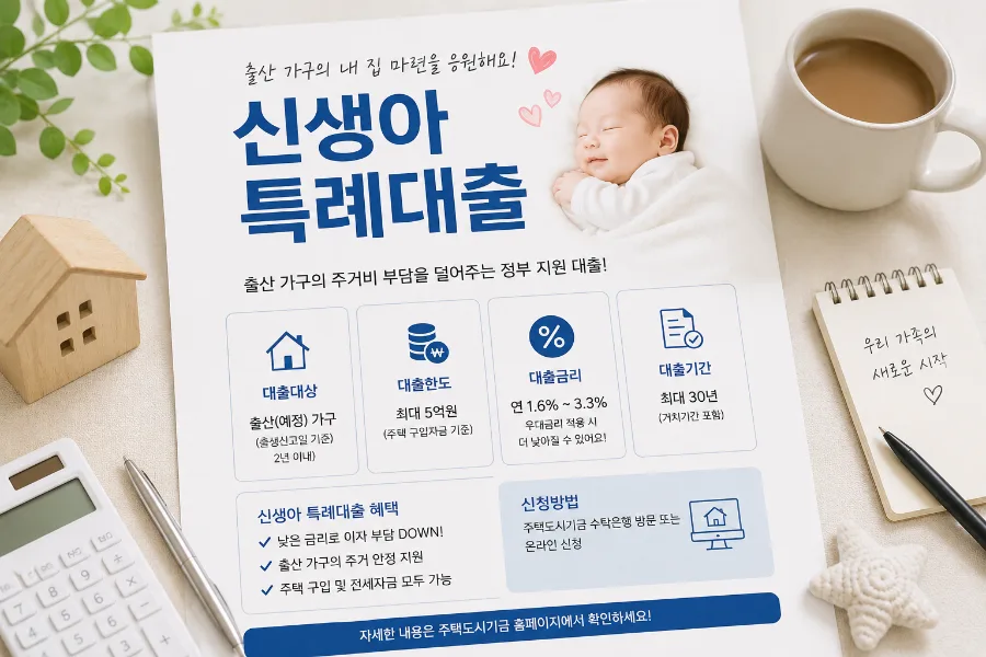 신생아 특례대출 조건 2026: 출산 가구 주택자금 지원 총정리