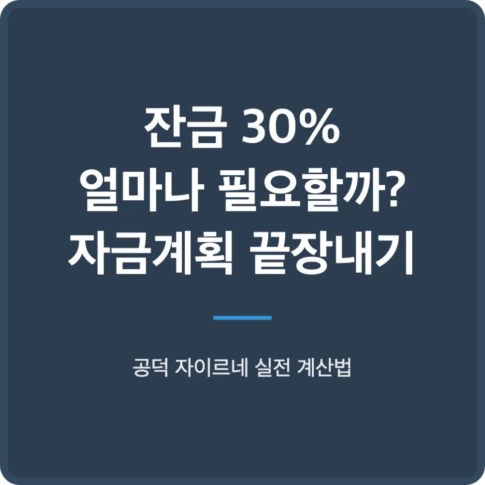 공덕 자이르네 잔금 30% 계산법: 2026년 실수요자 필수 체크리스트