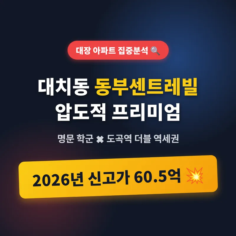 대치동 동부센트레빌, 명문 학군+더블 역세권 분석 2026