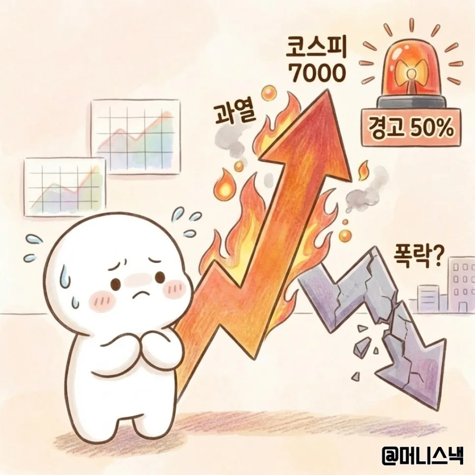 코스피 7천 시대, 증시 과열 경고 50% 급증에도 폭락은 없을까? 2026년 전망