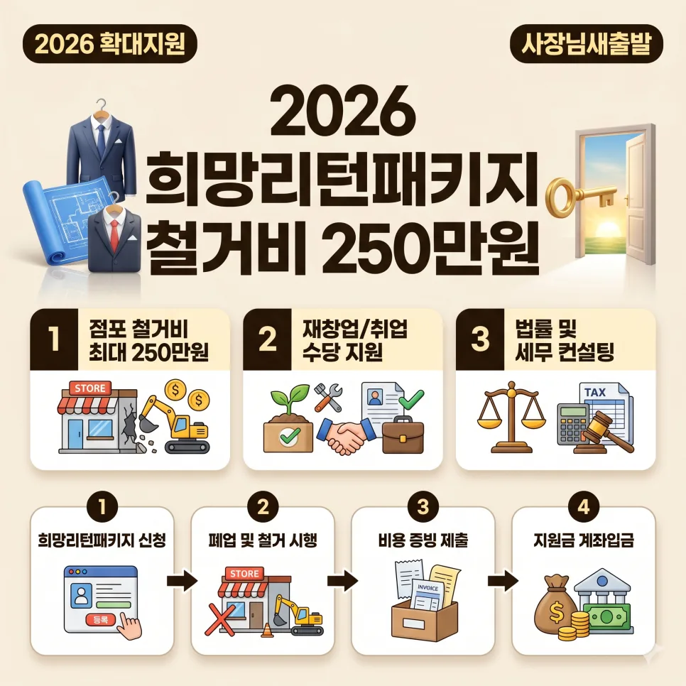 희망리턴패키지 2026: 점포 철거비 250만원 받는 법 총정리