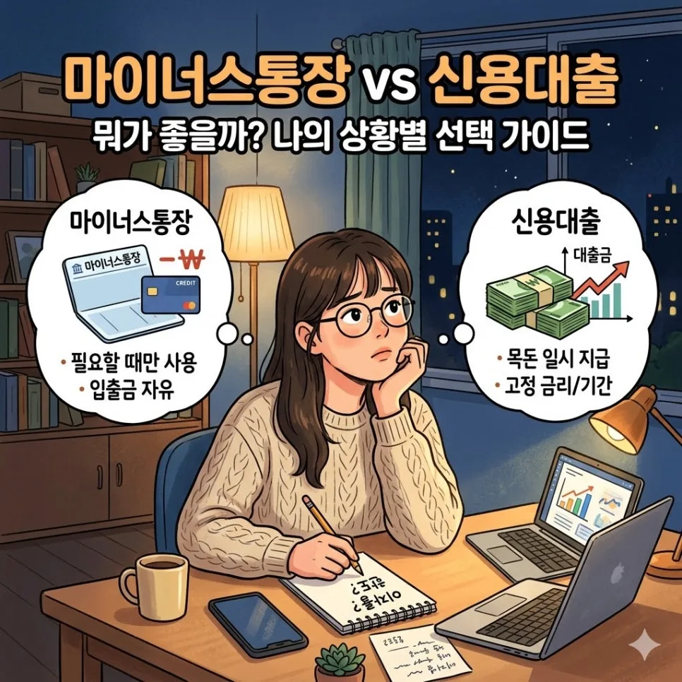 마이너스통장 vs 신용대출 2026: 나에게 맞는 대출 선택법