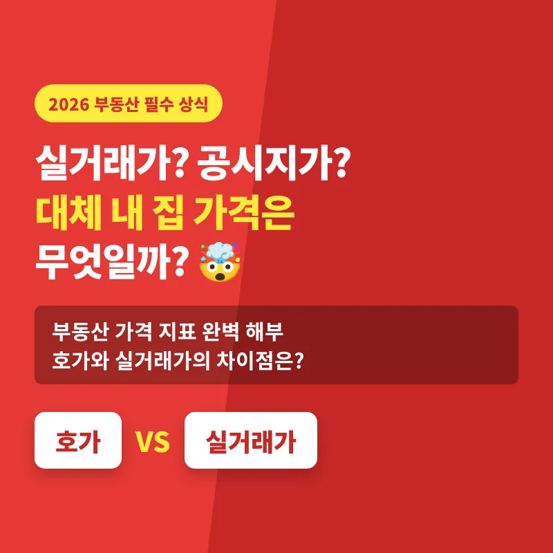 2026년 부동산 가격 지표 완벽 분석: 실거래가, 공시지가, 시가표준액 차이점
