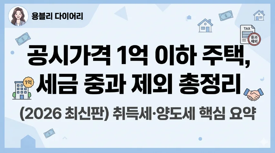 공시가 1억 이하 주택 세금 혜택 2026년 총정리