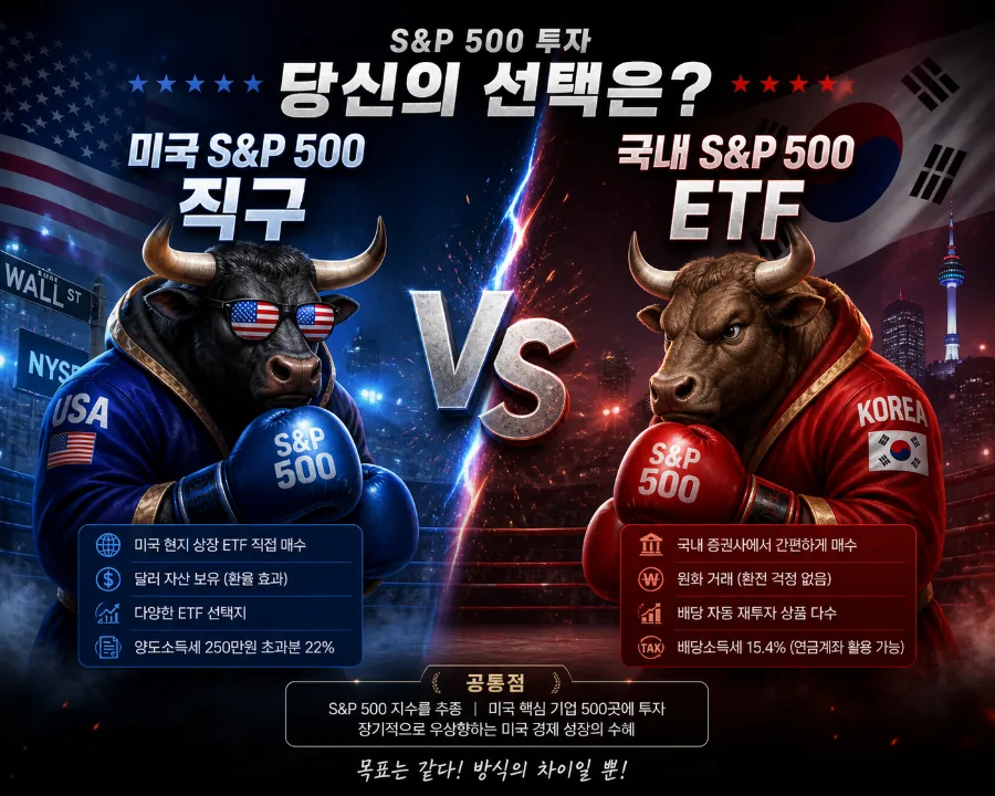 S&P 500 투자 2026: 미국 직구 vs 국내 ETF, 세후 수익 비교