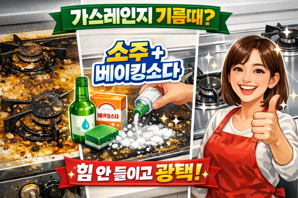 가스레인지 기름때 제거 2026: 소주와 베이킹소다로 광택 되찾기