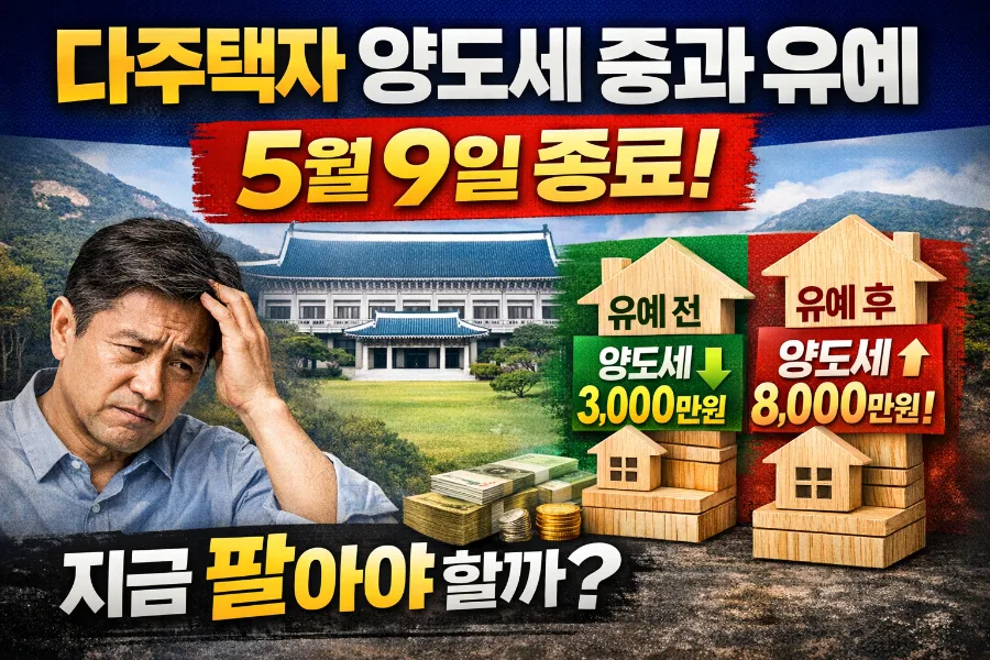 다주택자 양도세 중과 유예 종료 D-day 2026년, 세금 폭탄 피하는 법