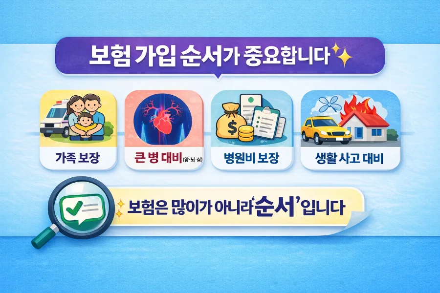 보험 필수 가입 순서 2026: 가족 보장부터 3대 질병까지