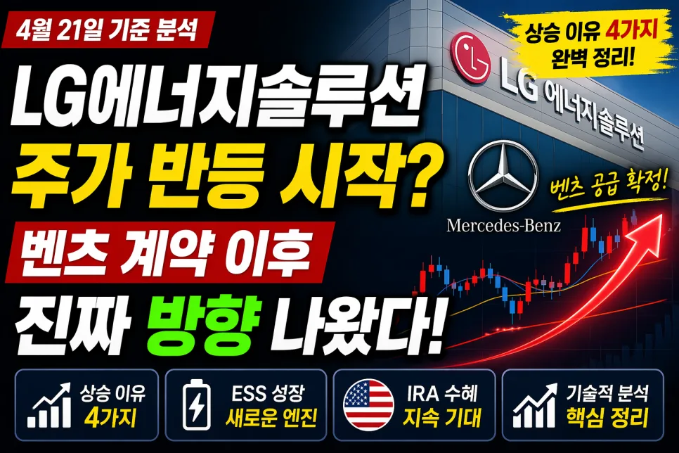 LG에너지솔루션 주가 상승 이유 2026: 벤츠 LFP 공급부터 ESS까지