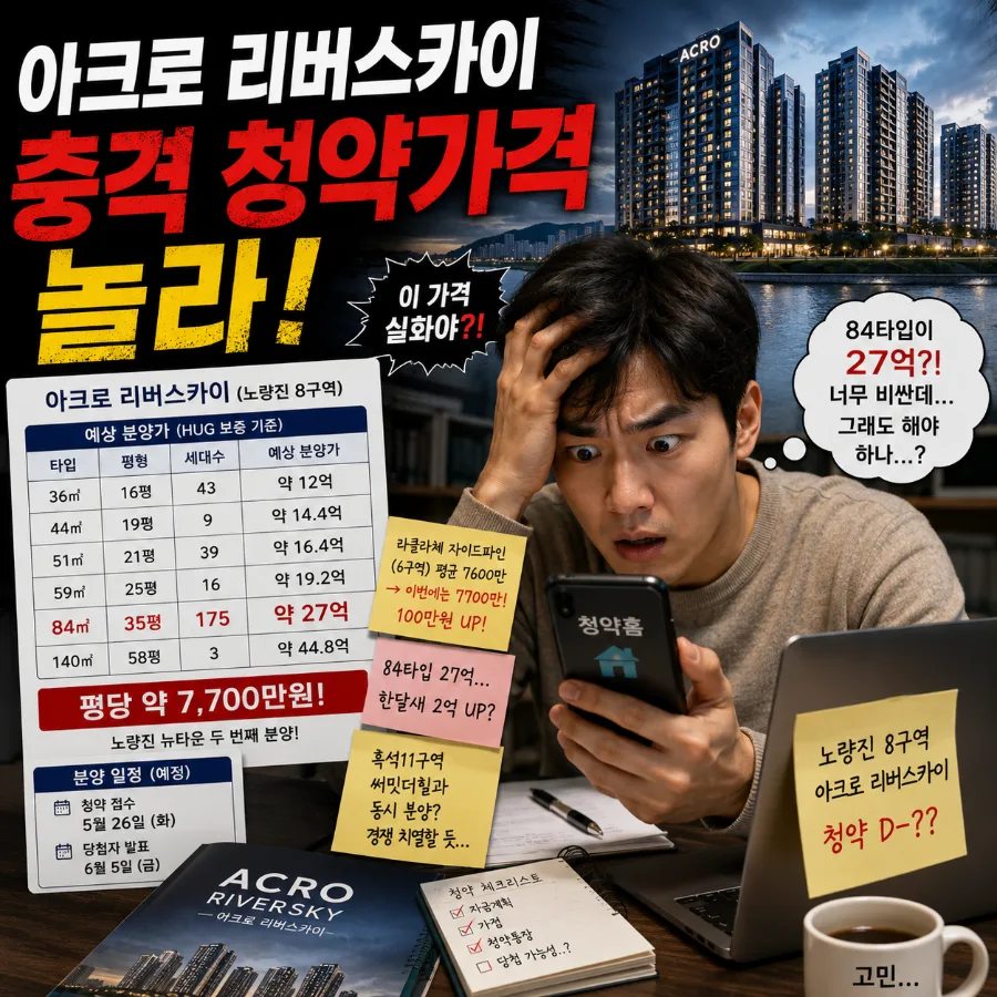노량진 아크로 리버스카이 분양가 2026: 적정가 vs 거품 분석
