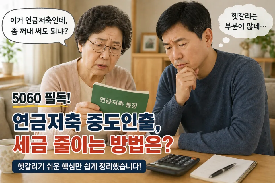 연금저축 중도인출 2026: 5060세대 세금 줄이는 3가지 방법