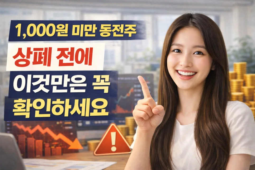 1,000원 미만 동전주, 상폐 전 필수 확인 사항 2026 — 비즈니스·경제 — ssisisi