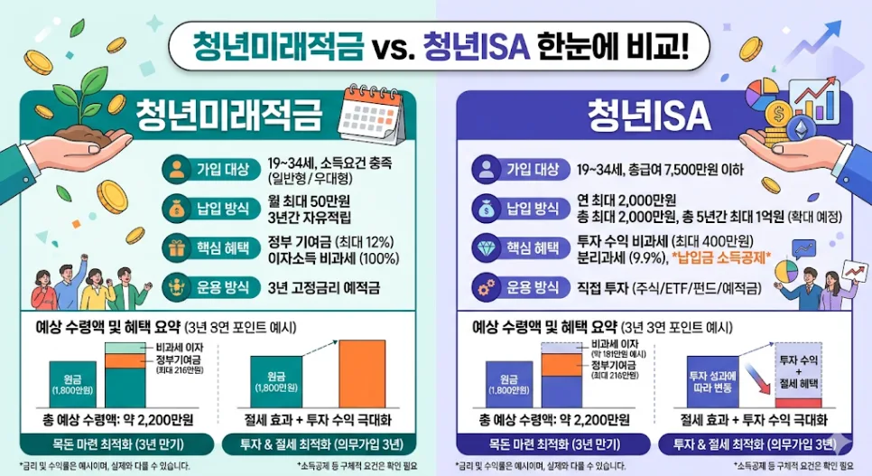 2026 청년미래적금 vs 청년ISA: 3년 목돈 vs 무제한 절세 선택 가이드
