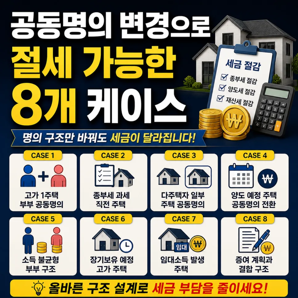 공동명의 절세 8가지 케이스 2026: 세금 분산 전략 총정리