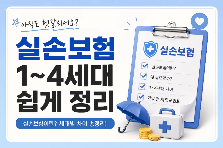 실손보험 2026년 최신 정보: 1~4세대 비교 및 가입 핵심 총정리